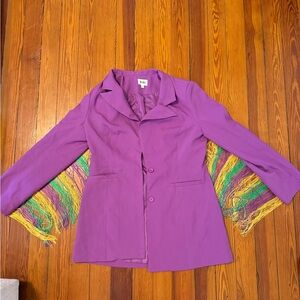 BiBi Mardi Gras Purple Blazer Structured Tailored Design